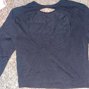 H&M Black long sleeve crop top with back cutout.  Size small